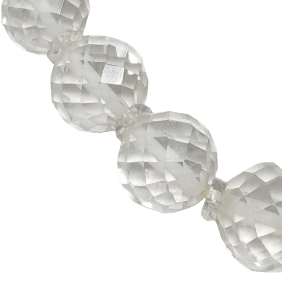 VINTAGE GRADUATED FACETED QUARTZ CRYSTAL ROCK NECKLACE WITH 14K WHITE GOLD CLASP - Picture 3 of 6